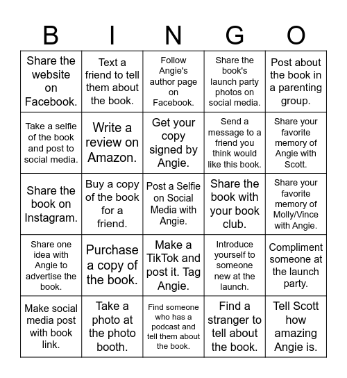 www.destinationbabyauthor.com Bingo Card