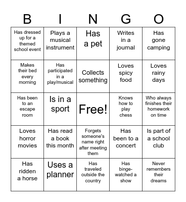 "Find Someone Who" Bingo Card