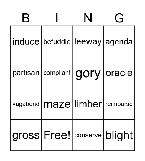 6th Grade Unit 6 Bingo Card