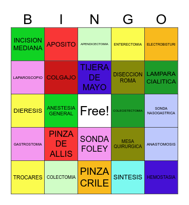 BINGO QUIRURGICO Bingo Card