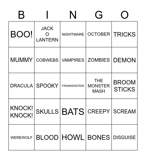 HALLOWEEN Bingo Card