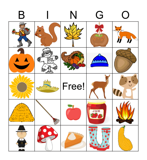 Fall Items Bingo Card