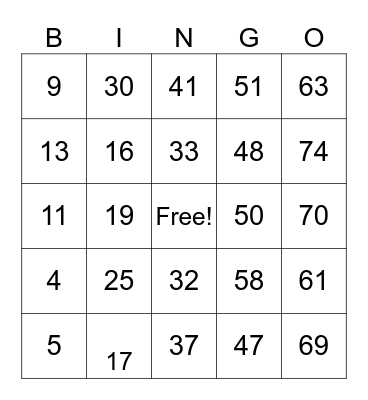 KHS Travel Club Bingo Card