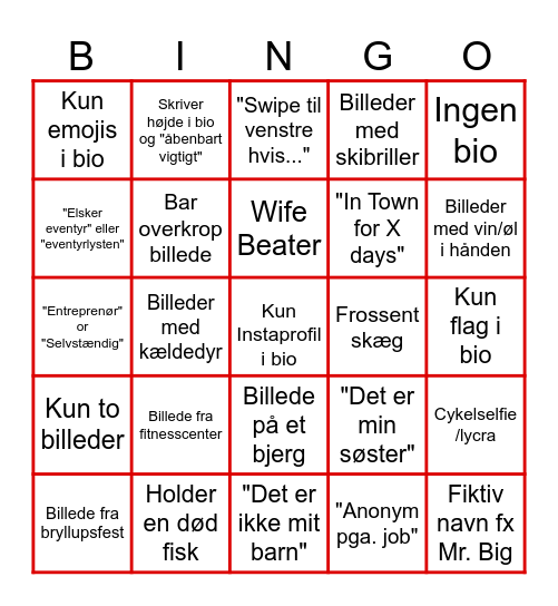 Tinder Bingo Card