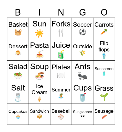 Picnic /s/ Bingo Card