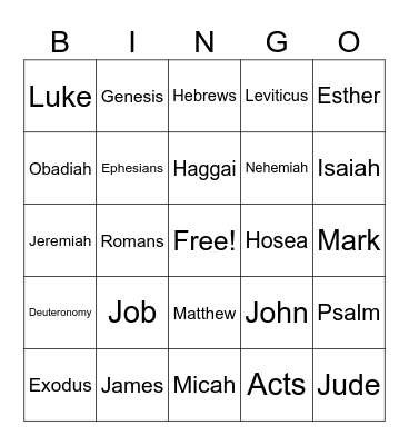 Bible Bingo Card