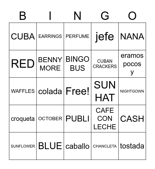 NANA'S BIRTHDAY BINGO Card