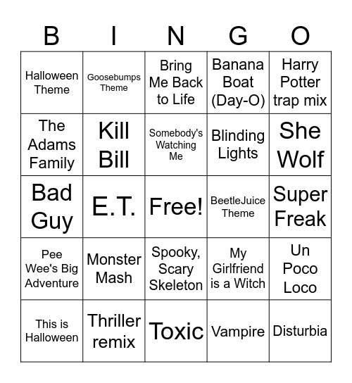 Halloween Bingo Card