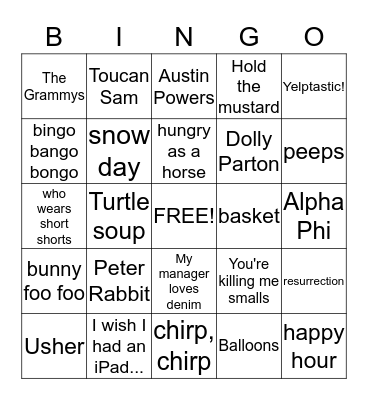 Keeping it weird on open calls Bingo Card
