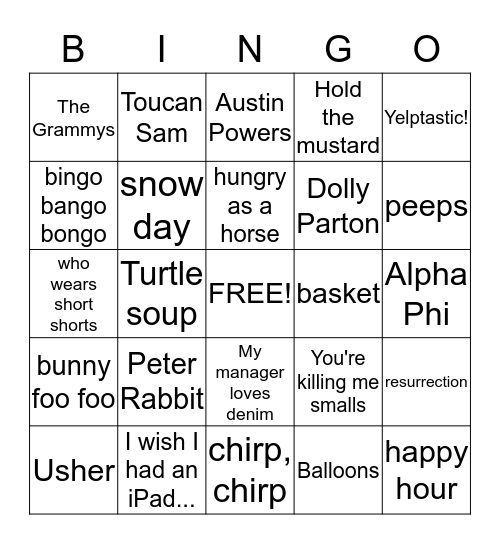 Keeping it weird on open calls Bingo Card