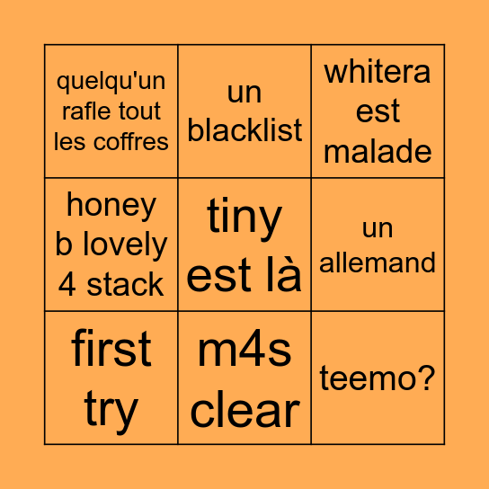 bingo raid reclear Bingo Card