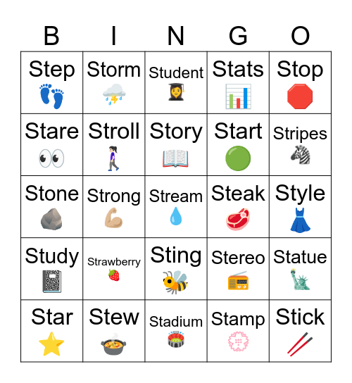 Picnic /st/ Bingo Card