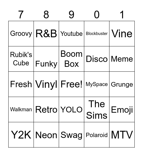 Decades Bingo Card