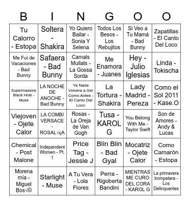 BINGO MUSICAL <3 Bingo Card