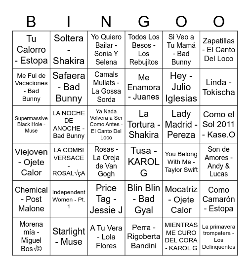 BINGO MUSICAL <3 Bingo Card