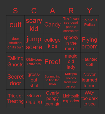 HORRORBLE Scary movies Bingo Card