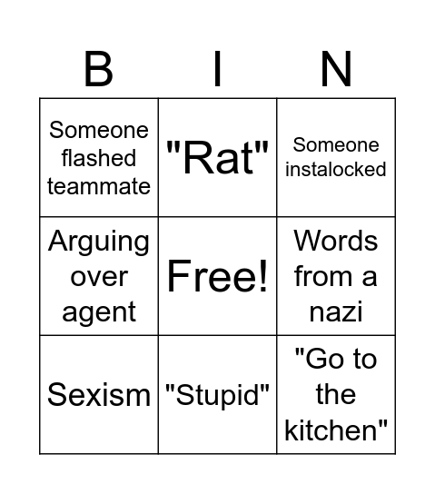 Valorant Bingo Card