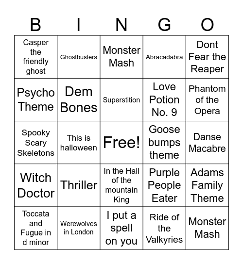 Compass Halloween Bingo Card