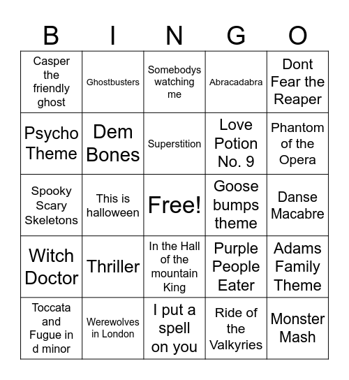 Compass Halloween Bingo Card