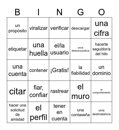 Esp 3 unidad 2 asd 1-3 vocab Bingo Card