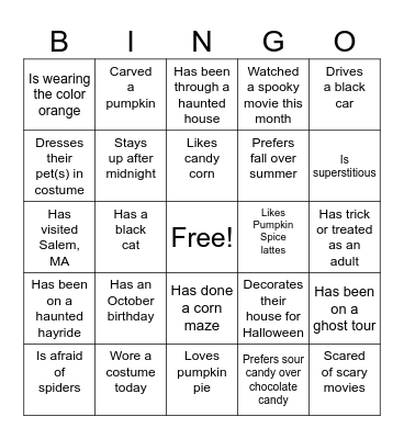 FALL-O-WEEN BINGO! Bingo Card