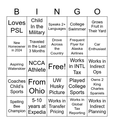 Tax Social Bingo Card