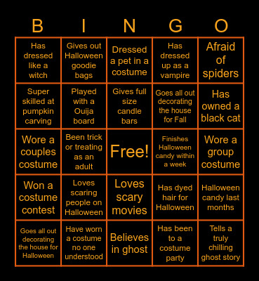 Falloween Bingo Card