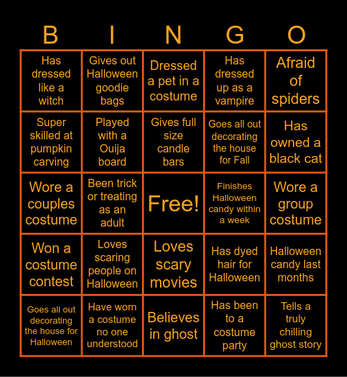 Falloween Bingo Card