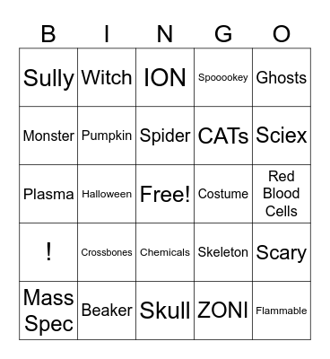 CMSL Halloween Bash Bingo Card