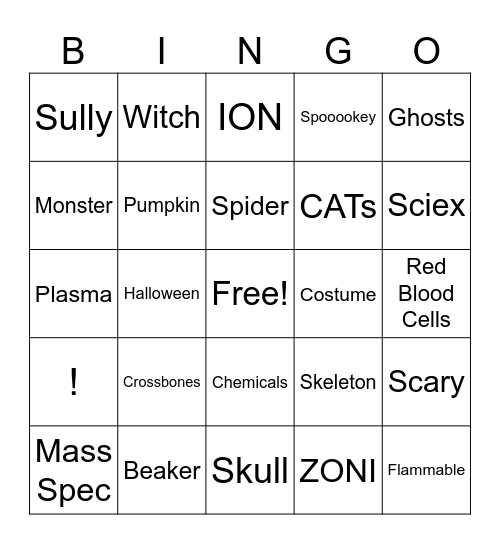 CMSL Halloween Bash Bingo Card