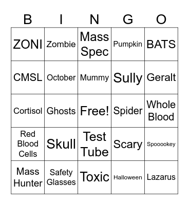 CMSL Halloween Bash Bingo Card