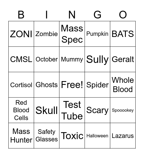 CMSL Halloween Bash Bingo Card