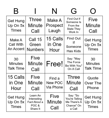 Prospecting Bingo Card