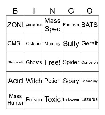 CMSL Halloween Bash Bingo Card