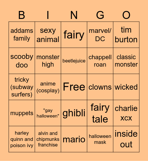 Halloween Bingo Card