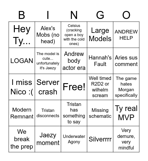 TEAM ARSON BINGO Card