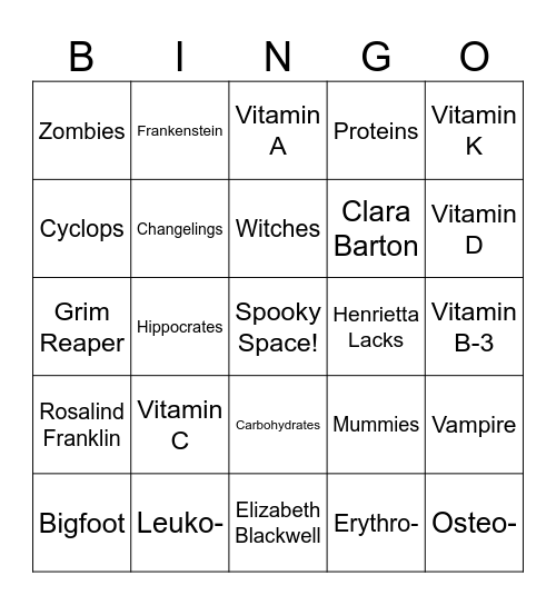 Spooky Bingo Card