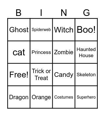 Halloween Bingo Card