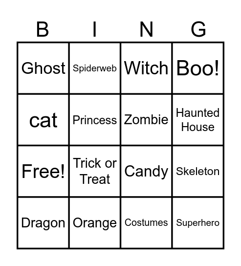 Halloween Bingo Card