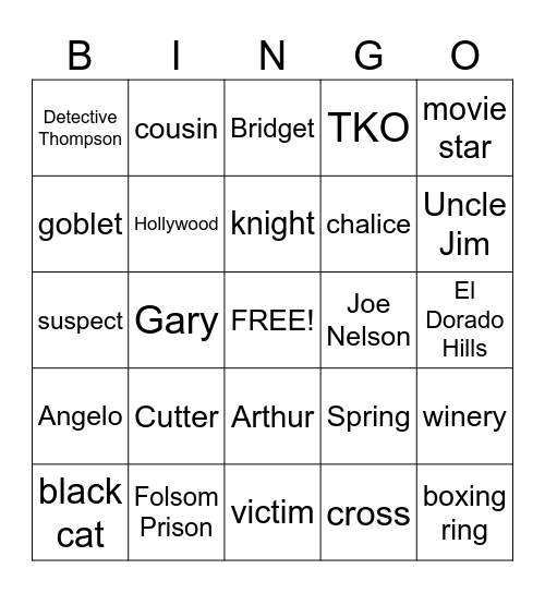 A DEADLY MATCH Bingo Card