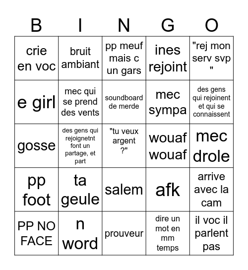 bingo de discord Bingo Card