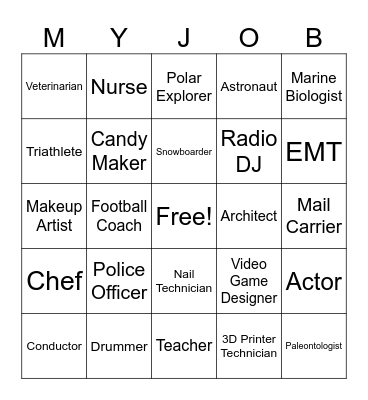 Career Bingo Card