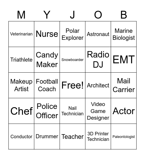 Career Bingo Card