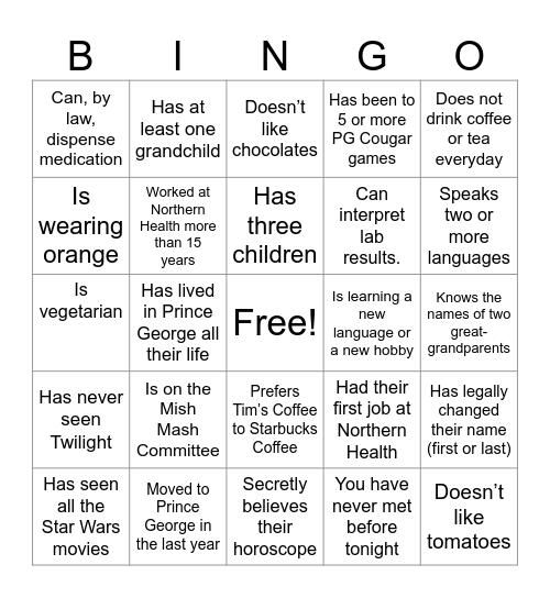 Mish Mash Holiday Bingo - Find someone who .... Bingo Card