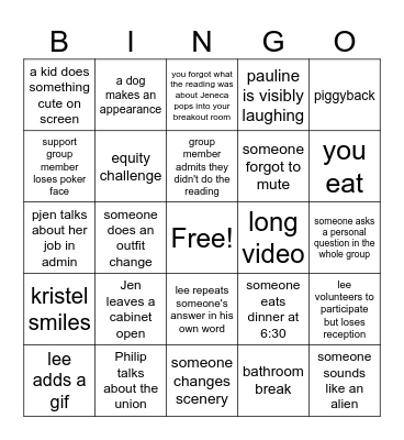 ADSUP take 2 Bingo Card