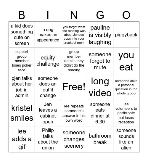 ADSUP take 2 Bingo Card