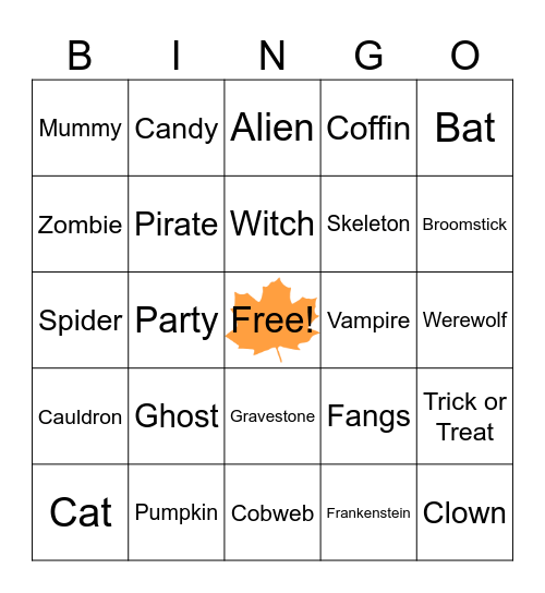 Halloween Bingo! Bingo Card
