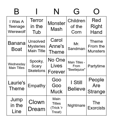 Halloween Bingo Card