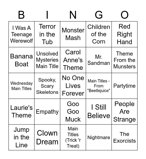 Halloween Bingo Card