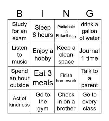 Mens Mental Health Bingo Card